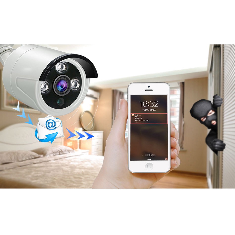 Bộ 4 Camera KIT Wifi Thân 3 Led Ngoài Trời Dùng Phần Mềm Xmeye+ Ổ Cứng 1T