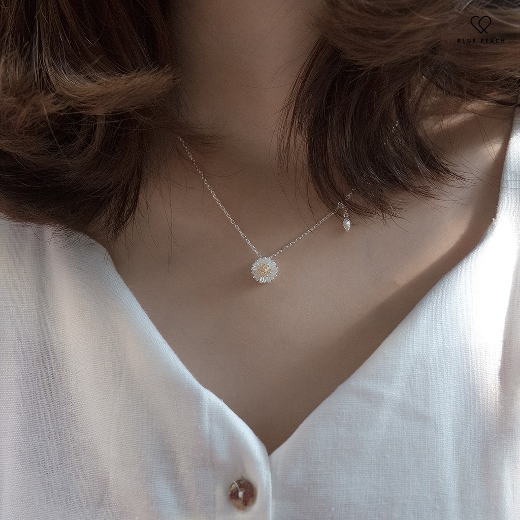 Dây Chuyền Bạc Blue Peach Daisy Flora DC002