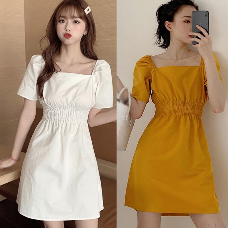 Đầm Ngắn Tay Cổ Vuông Thiết Kế Đơn Giản Thời Trang Dành Cho Nữ | BigBuy360 - bigbuy360.vn