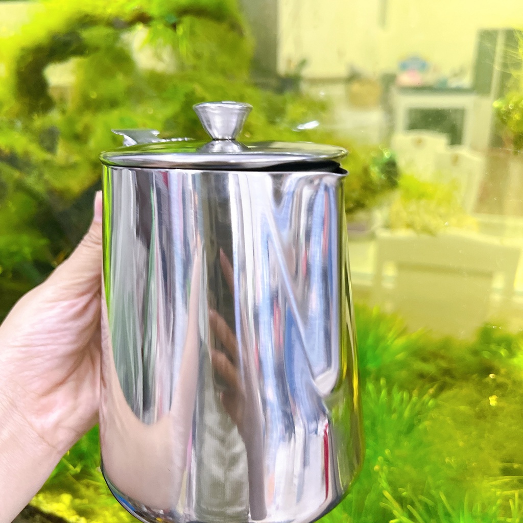 Ca đánh sữa inox cao cấp có nắp có chia vạch định lượng - ca mỏ có nắp tiện lợi