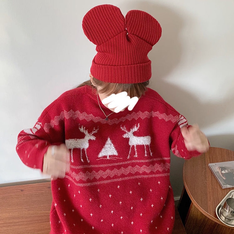 Áo sweater IELGY cỡ lớn hoạ tiết tuần lộc Giáng Sinh thời trang Hàn Quốc cho nữ