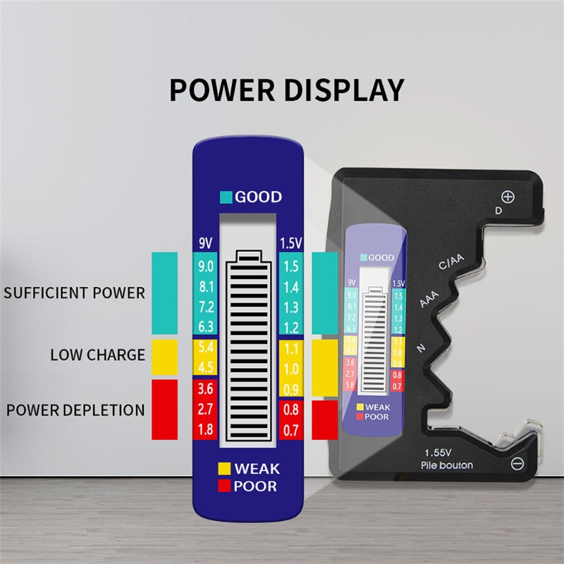 Máy Kiểm Tra Dung Lượng Pin Có Màn Hình LCD Hiển Thị Cho Pin 9V D D N AA AAA 9V