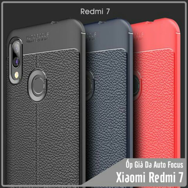 Ốp lưng dẻo Redmi 7 vân giả da chống sốc Auto Focus cao cấp