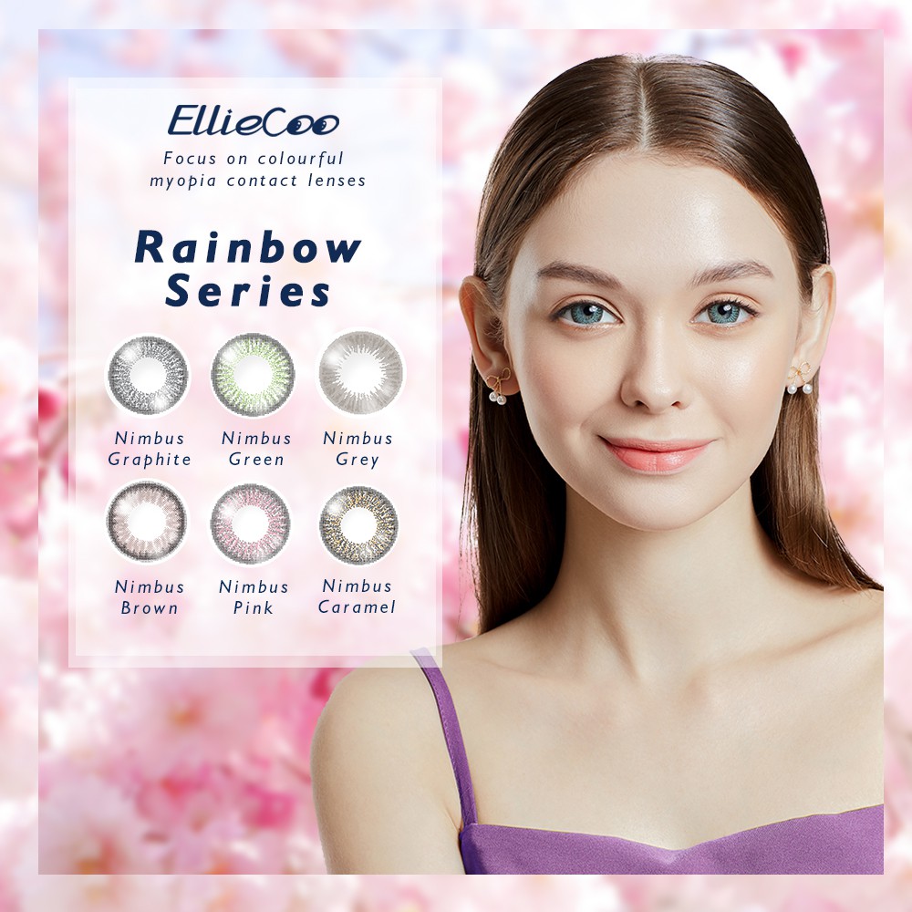 Kính áp tròng Elliecoo Series Rainbow dưỡng ẩm lâu bảo vệ mắt khỏi tia cực tím nhiều màu tùy chọn