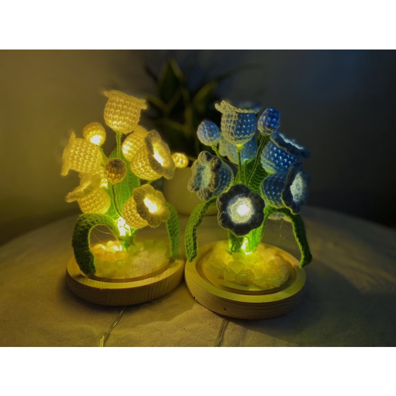 Đèn ngủ hoa linh lan handmade bằng len sử dụng nguồn điện dây cắm USB thích hợp làm quà tặng,đồ decor xin xắn