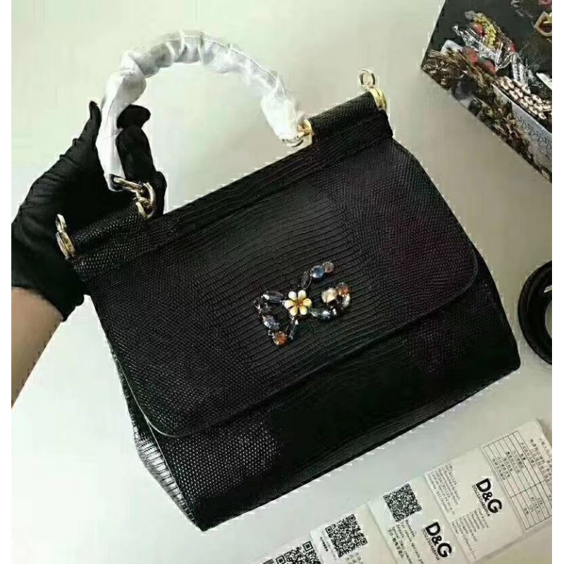 túi xách đeo chéo nữ da thật đế đinh cứng logo d&g đính đá cực xinh dolce&gabana