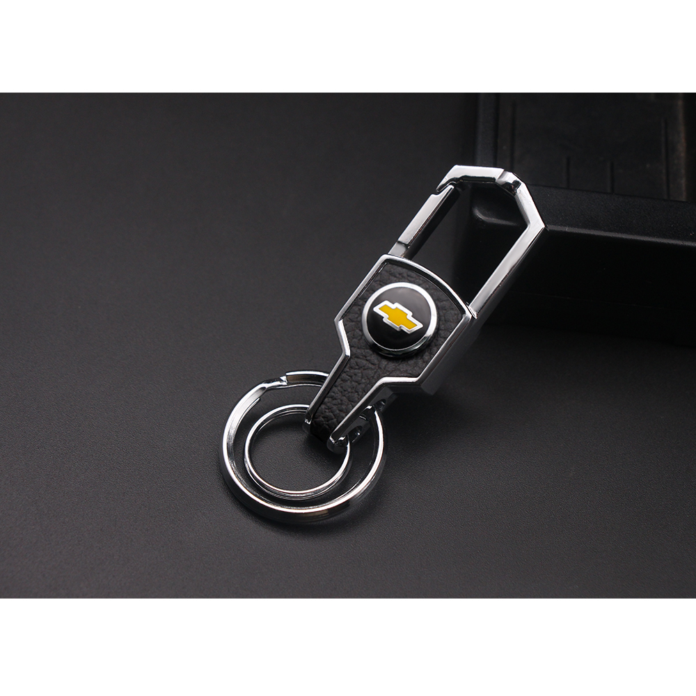 Móc khóa da kim loại hình logo cho xe Chevrolet Cruze Spark Aveo Captiva Trailblazer Colorado Orlando