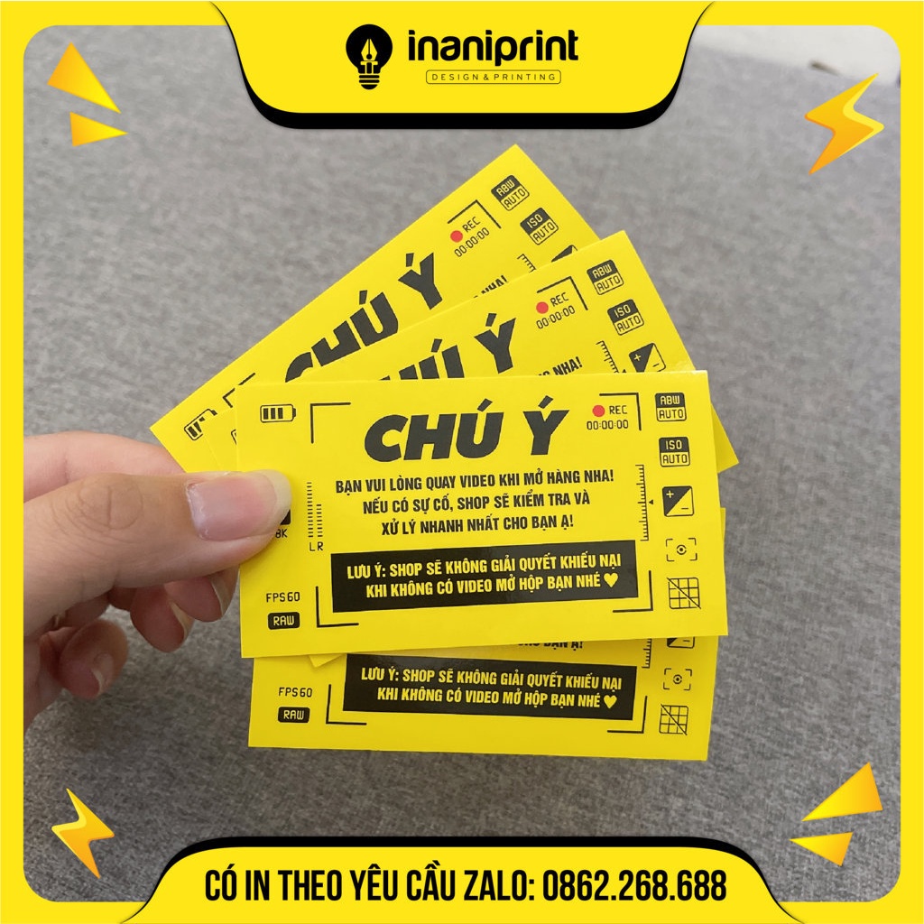 Tem dán quay clip trước khi mở hàng - Kích thước 9x5 - Có keo mặt sau