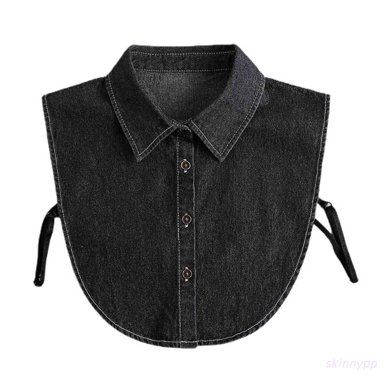 Cổ áo sơ mi giả denim màu đen phong cách cổ điển dành cho nữ
 | BigBuy360 - bigbuy360.vn