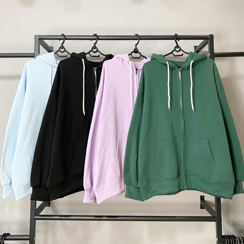 Áo Hoodie Zip Trơn Nỉ Cotton Xịn Form Rộng Ảnh Thật 100%