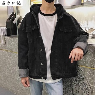 (ẢNH THẬT) Áo khoác jean nam phối nón YET - Đen