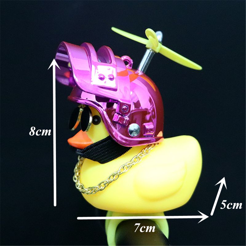 Mô hình vịt vàng đội mũ bảo hiểm LIDU1 bằng cao su trang trí xe hơi