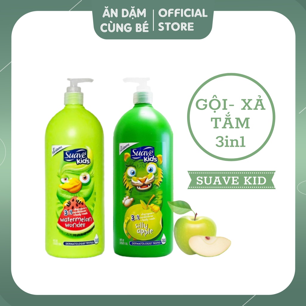 Sữa tắm gội xả cho bé 3in1 Suave Kids không parabens cho bé từ 2 tuổi 1180ml Mỹ chính hãng 07940