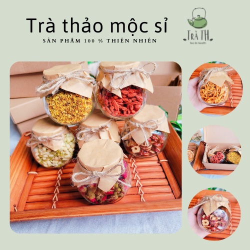 Combo trà hoa 2 lọ thuỷ tinh + hộp thiệp sang trọng đủ loại quà tặng cho người thân sản phẩm tốt trà thảo mộc sỉ