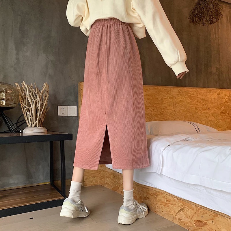 [LININ] Chân Váy Nhung Chữ a Lưng Cao Ôm Dáng Phong Cách Preppy Nhật Bản Ngọt Ngào Mùa Thu Đông