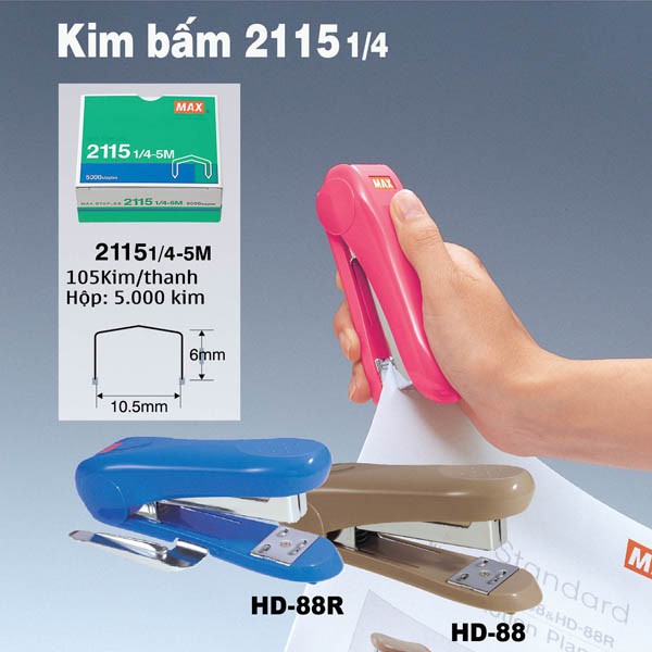 Kim cong Max HD-2115 1/4 5M - Hộp 5.000 kim Max Staples