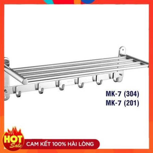 Máng Treo Khăn,thanh vát khăn kèm móc quần áo 2 Tầng Inox 304 Cao Cấp