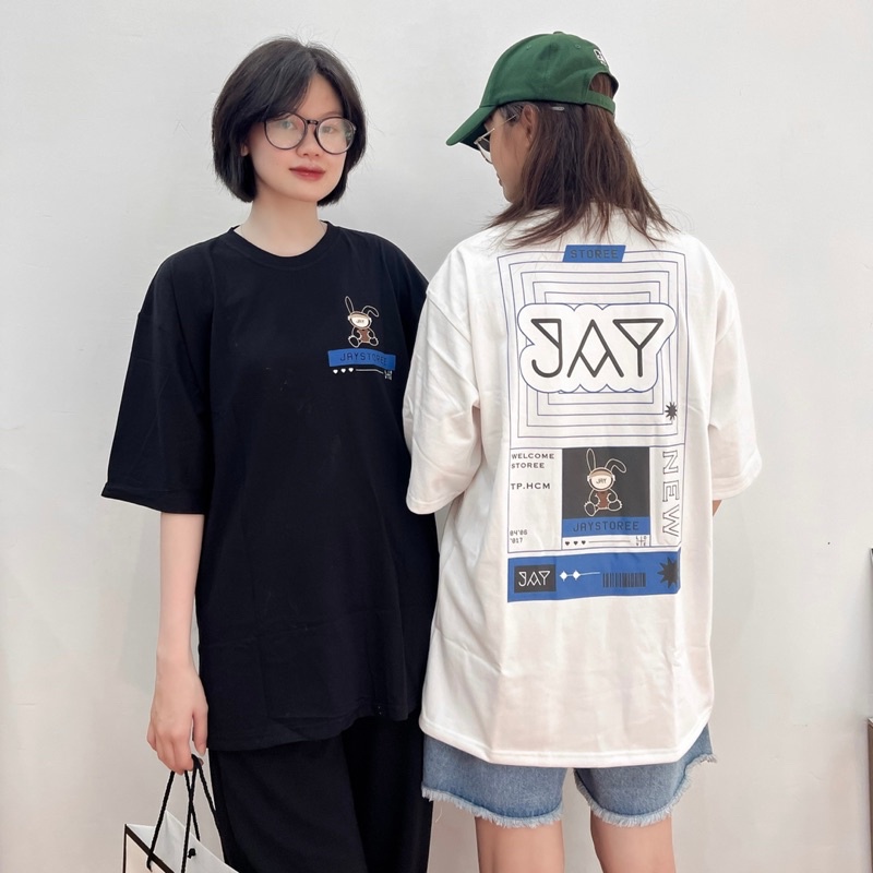 Áo Thun Tay Lỡ JAY LOVE màu ĐEN/TRẮNG vải cotton  Nam nữ unisex Áo phông cổ tròn form rộng Jaystoree 2