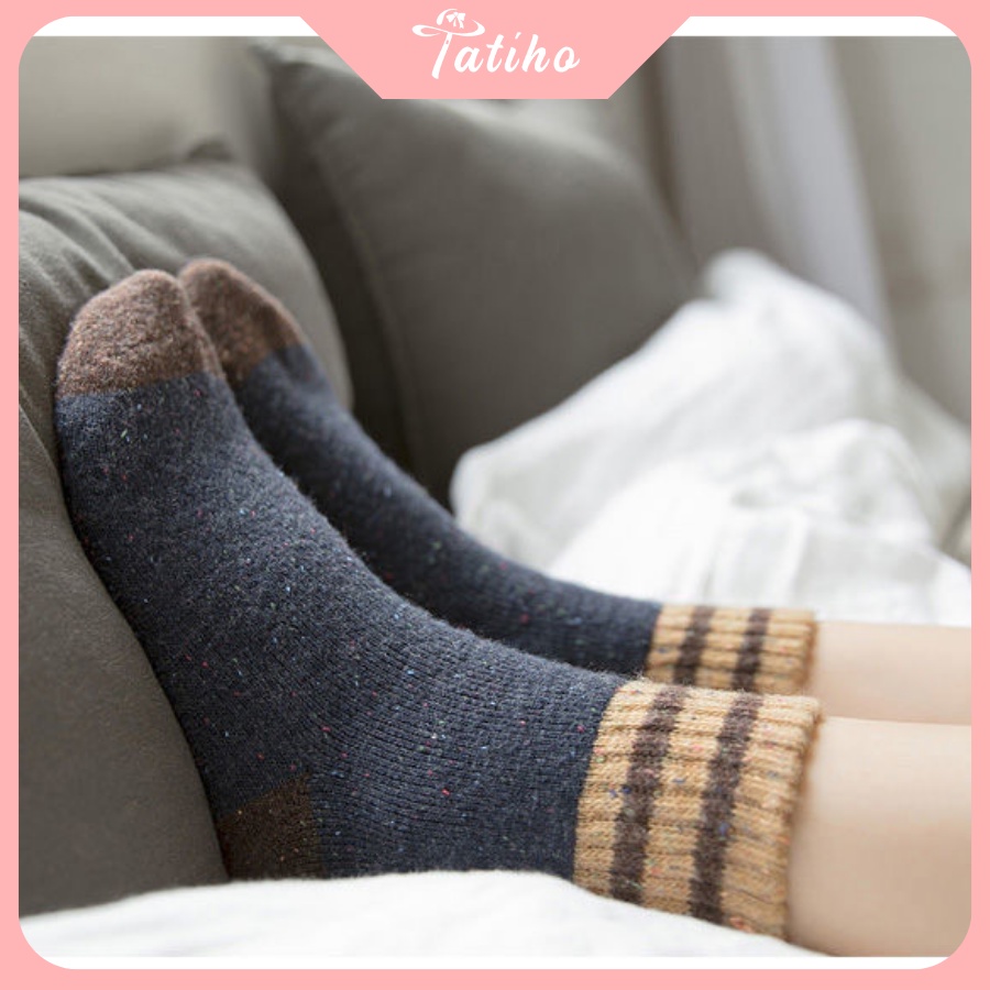 [Hàng Xịn, Giá Tốt] Tất Vớ Unisex Nam Nữ Nữ Cổ Cao Phong Cách Nhật Bản Cổ Sọc - Mã TV016