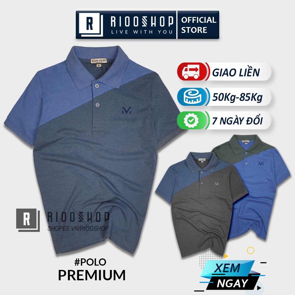 Áo thun polo nam ngắn tay form rộng M-color phối 2 màu RSP051AV - áo phông nam có cổ Riooshop
