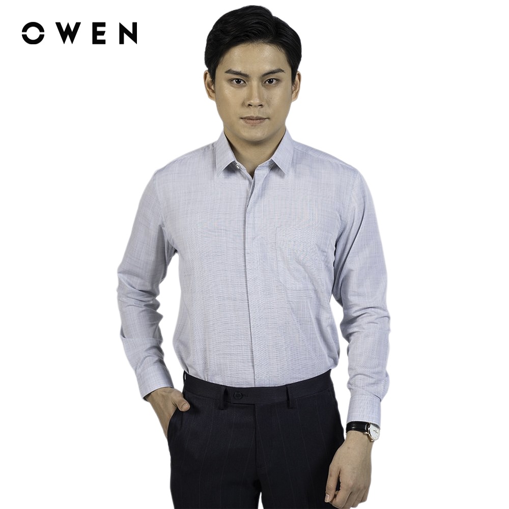Áo sơ mi dài tay Nam Owen Bamboo Regular Fit melange ghi  - AR220021DT