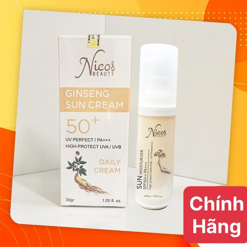 [Chính hãng] Kem Chống Nắng Vật Lý Rể Sâm Nicos Ginseng Sun Cream SPF50+ 30g