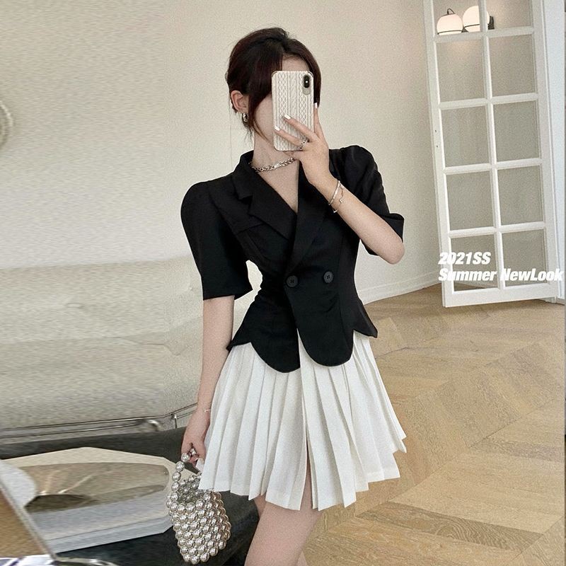 Set Áo Vest Tay Phồng Ngắn + Váy Ngắn Thời Trang Mùa Hè Cho Nữ