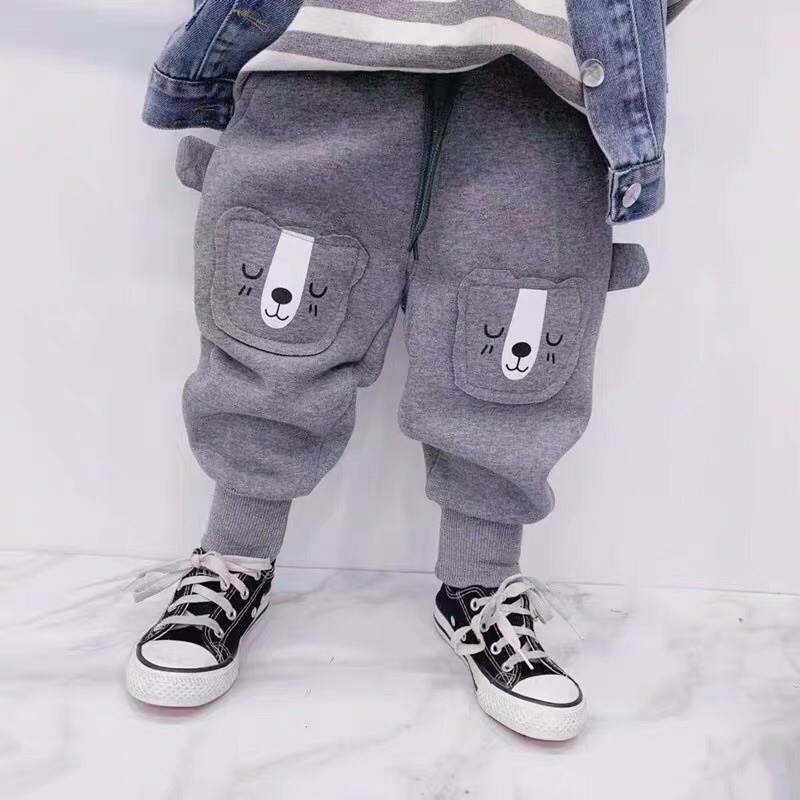Quần nỉ bông da cá tai thỏ chất liệu lót nỉ bông bên trong dày dăn cho bé trai size 10-18kg