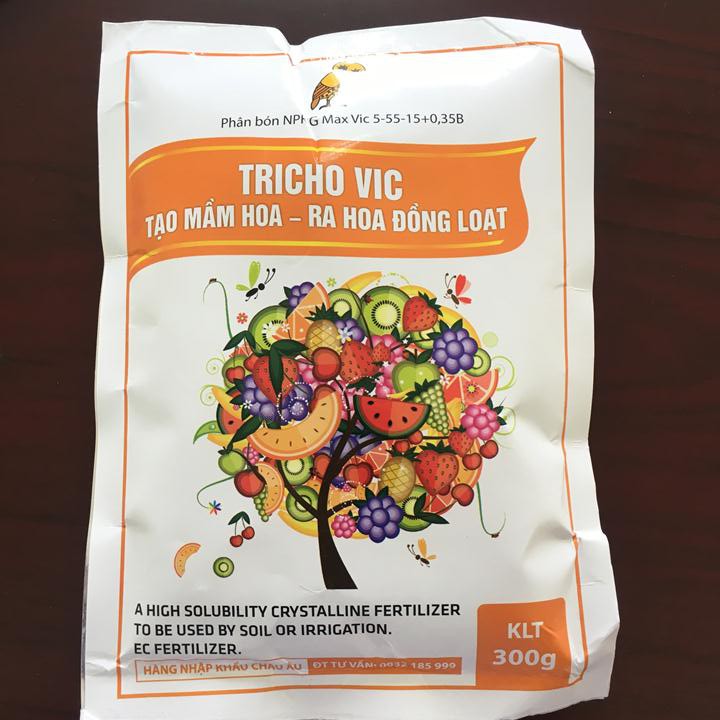 Phân bón Tricho Vic Tạo mầm ra hoa 5-55-15+ 0,35B gói 300g xuất xứ Tây Ban Nha