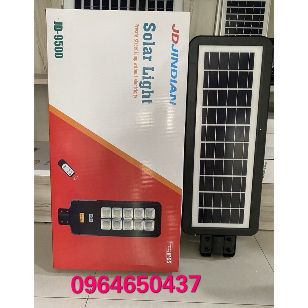 Đèn Năng Lượng Mặt Trời Jindian JD 300w,400w,500w. Đèn Đường Liền Thể. Sáng Mạnh, Sáng Nguyên Đêm (Hàng Chính Hãng)