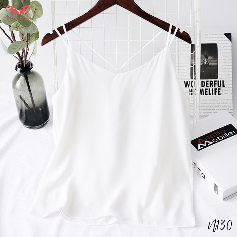Áo 2 Dây Lụa Nữ VINGO Đan Chéo Lưng Lụa Trơn Cao Cấp Quyến Rũ Mặc Trong Áo Vest Và Cardigan N130 VNGO | BigBuy360 - bigbuy360.vn