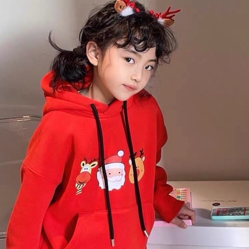 Áo hoodie unisex CON XINH form rộng nỉ nam nữ ÔNG GIÀ NOEL,thời trangg thu đông cho trẻ em từ 4 đến 8 tuổi