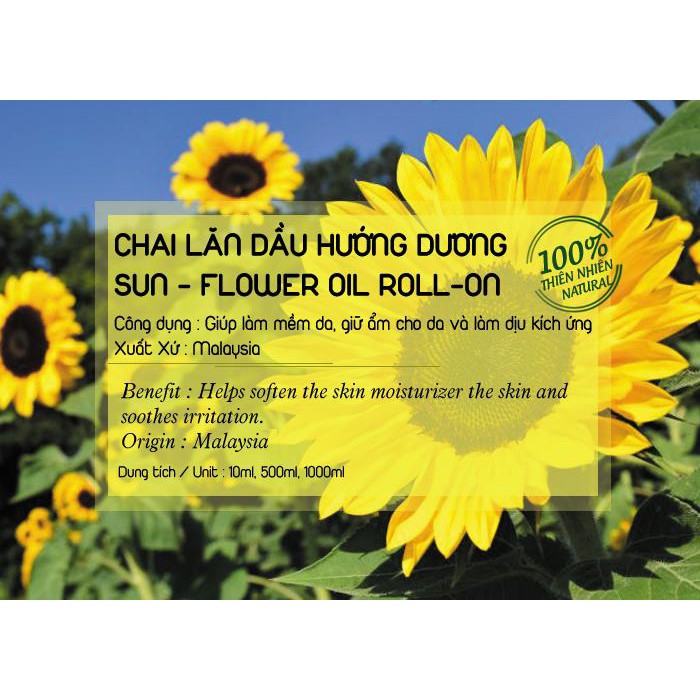 Chai Lăn Dầu Hướng Dương giúp làm mềm da giữ ẩm cho da và làm dịu kích ứng PUREVESS 10ml | BigBuy360 - bigbuy360.vn