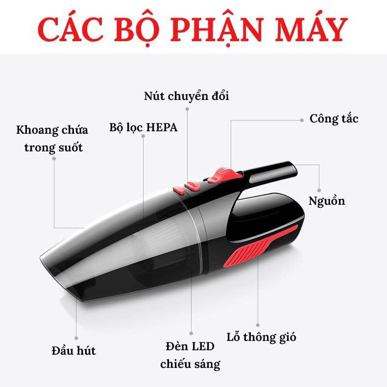 Máy hút bụi cầm tay YOICE Aikesi 120W hút được bụi bụi mịn, thiết kế nhỏ gọn, nhẹ tay - LOẠI CÓ DÂY CHUYÊN DỤNG CHO Ô TÔ