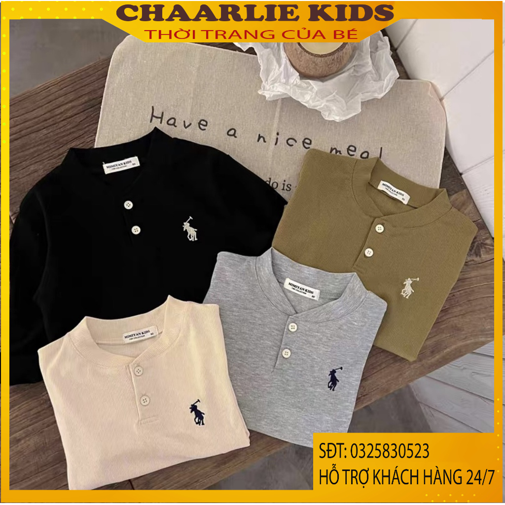 Áo Dài Tay Áo Thu Đông Áo Thun Tăm Phong Cách Hàn Quốc Cho Bé Trai Bé Gái Từ 8Kg Đến 32Kg Thời Trang Trẻ Em ChaarlieKids