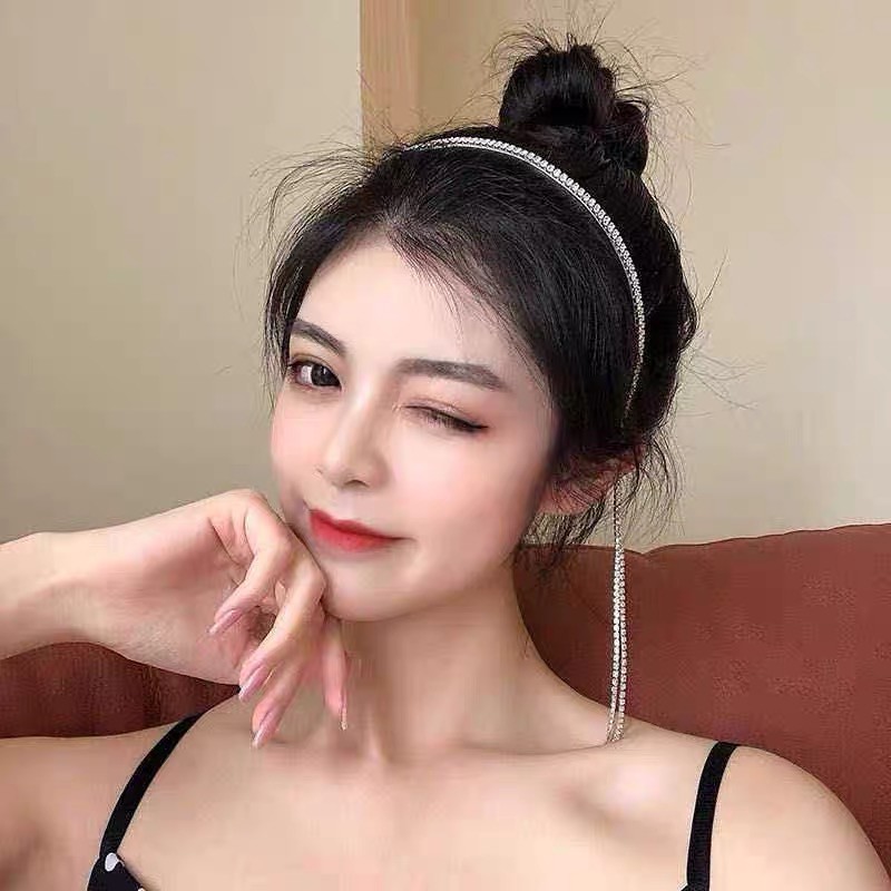 Cài Tóc Đính Đá Phối Tua Rua Phong Cách Cổ Điển Hàn Quốc Nữ Tính