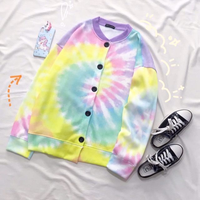 Áo Cardigan Nỉ Bông Loang Trơn_Hoạ Tiết Ảnh Thật