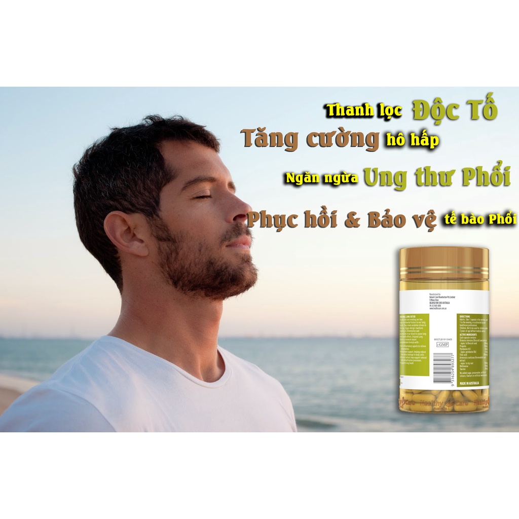 [Hàng chuẩn Úc] Viên uống thải độc phổi Úc - Healthy Care Original Lung Detox 180 VIÊN DATE 2023