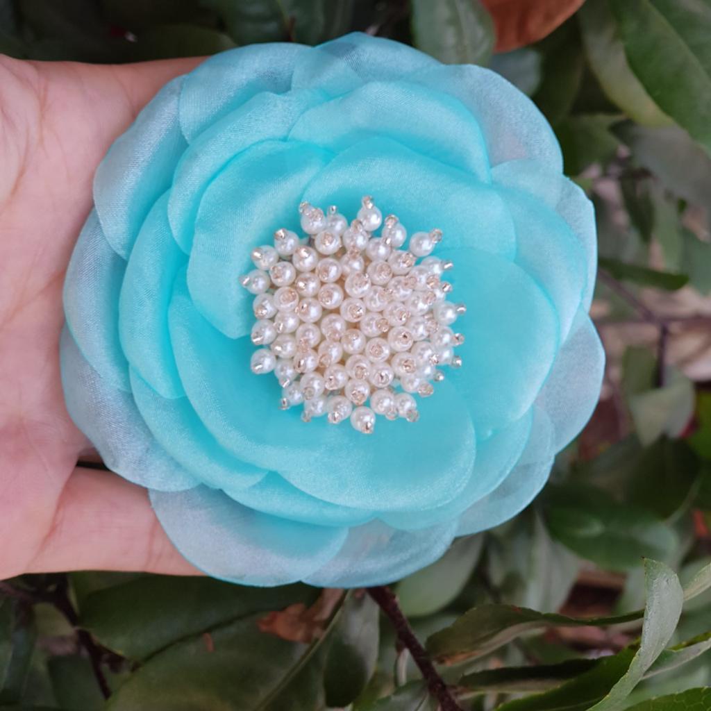 Hoa cài áo handmade cao cấp phối nhụy cườm sang trọng [HANN- Hoa cài áo, pk thời trang]