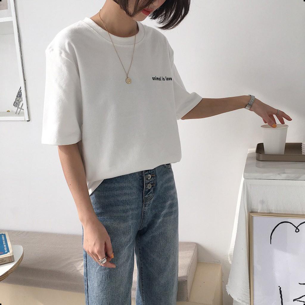 I-2285 Áo Thun Nữ Tay Lỡ In Logo Animal Is Love Giá Rẻ - Áo Phông Thun Cotton Siêu Đẹp - Mẫu Áo Phông Bán Chạy