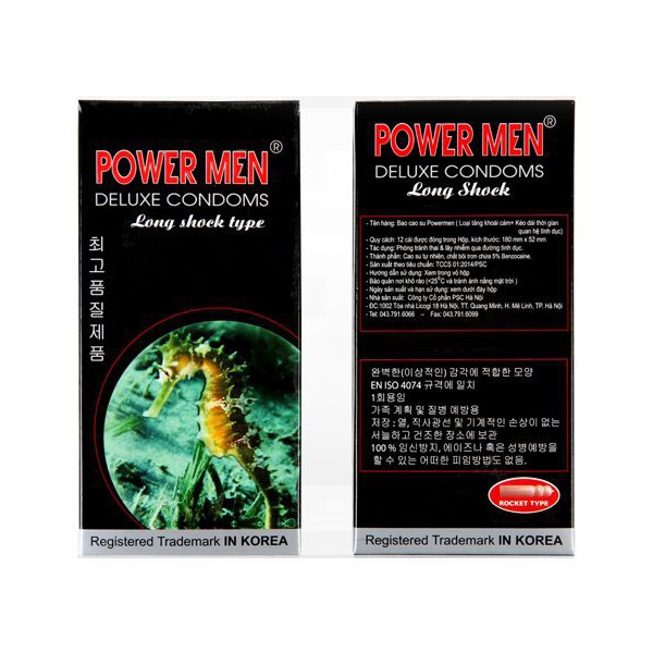 Bao cao su hộp 12c kéo dài thời gian Powermen Longshock BCSPM001