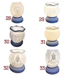 Đèn xông tinh dầu trắng hoa nổi (chọn mẫu)