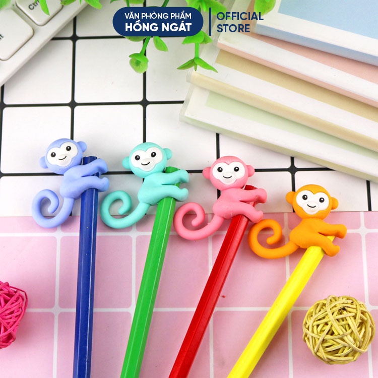Tẩy bút chì khỉ đuôi dài, đồ dùng học tập dễ thương gôm tẩy cute giá rẻ làm quà tặng học sinh văn phòng phẩm T39