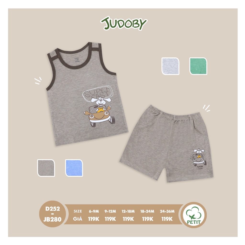 9-36M Bộ ba lỗ bé trai petit mềm mát Judoby JB280