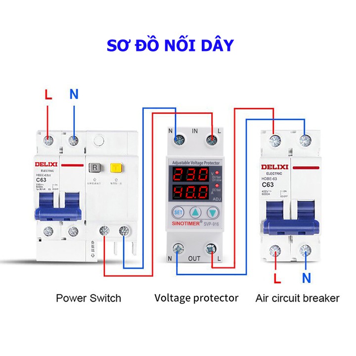 Bảo vệ quá áp thấp áp quá tải mất dây trung tính SVP 63A - [ELS]