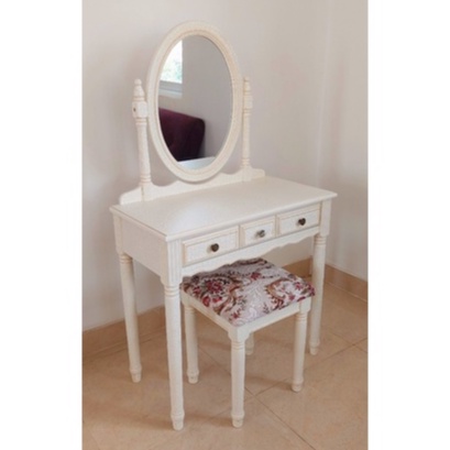 Bộ Bàn Phấn Gỗ Nhiều Màu, Bộ Bàn Ghế Trang Điểm Gỗ Thông Trang Nhã - Hàng VN Xuất Khẩu