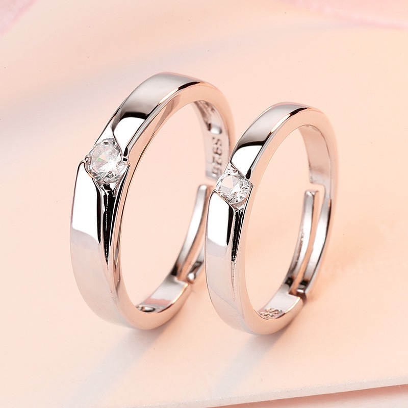 Cặp Nhẫn Bạc Cổ Điển Có Thể Điều Chỉnh Kích Cỡ