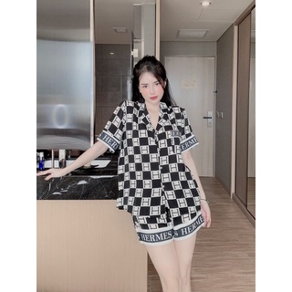 Bộ pijama mặc nhà lụa mango, bộ ngủ nữ