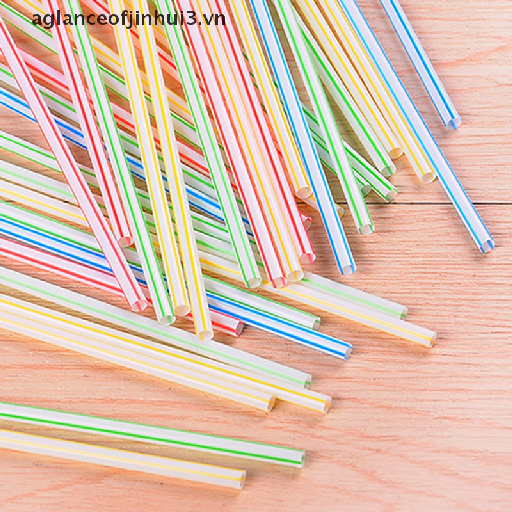 Set 100 Ống Hút Nhựa Nhiều Màu Dùng Một Lần