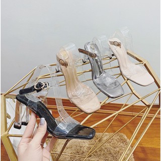 Sandal quai trong gót 7 phân -Sandal cao gót quai ngang MiCa cao cấp mùa hè sang chảnh